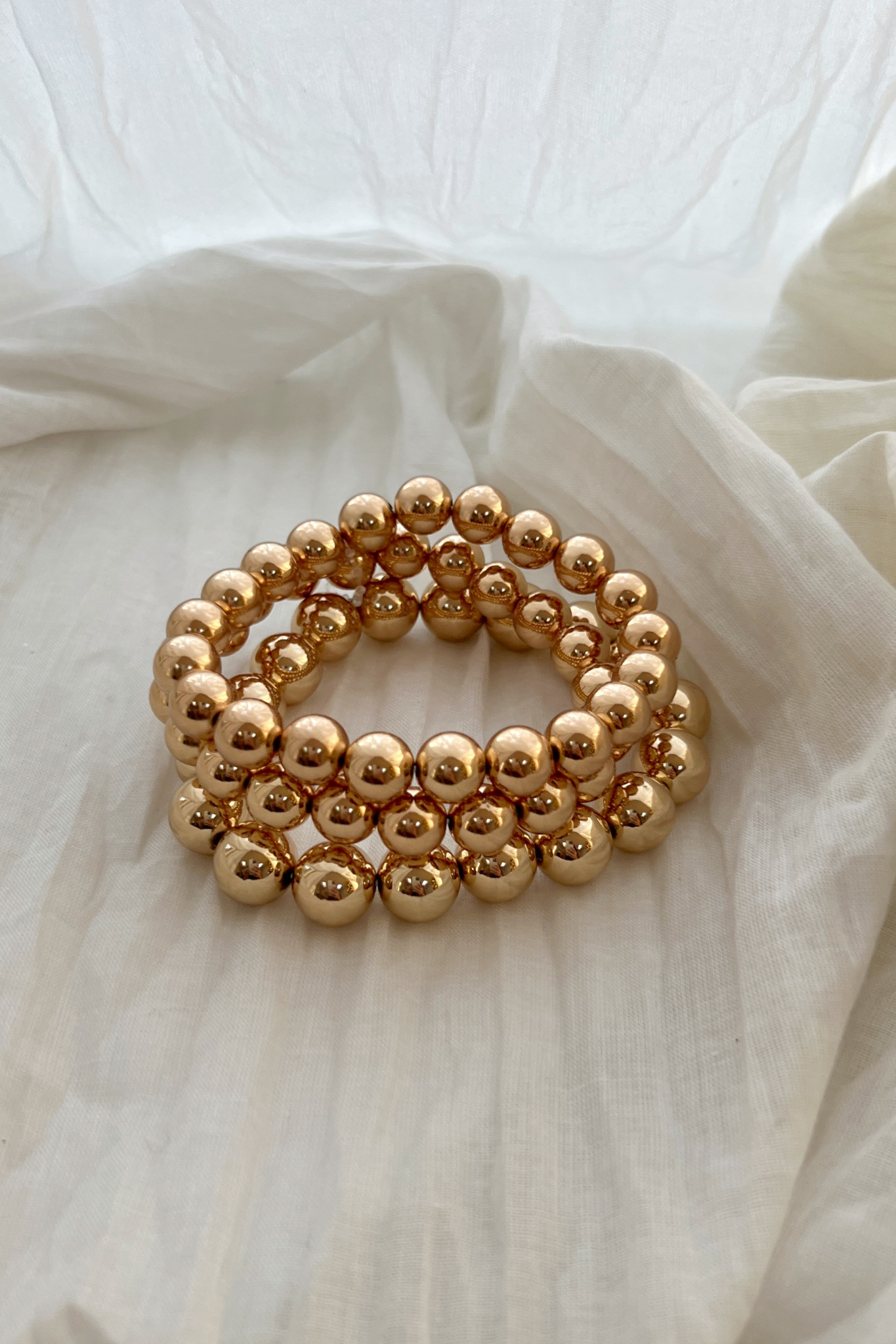 18K Gold Filled Beads Texturized Pearls Bracelet Exclusive at