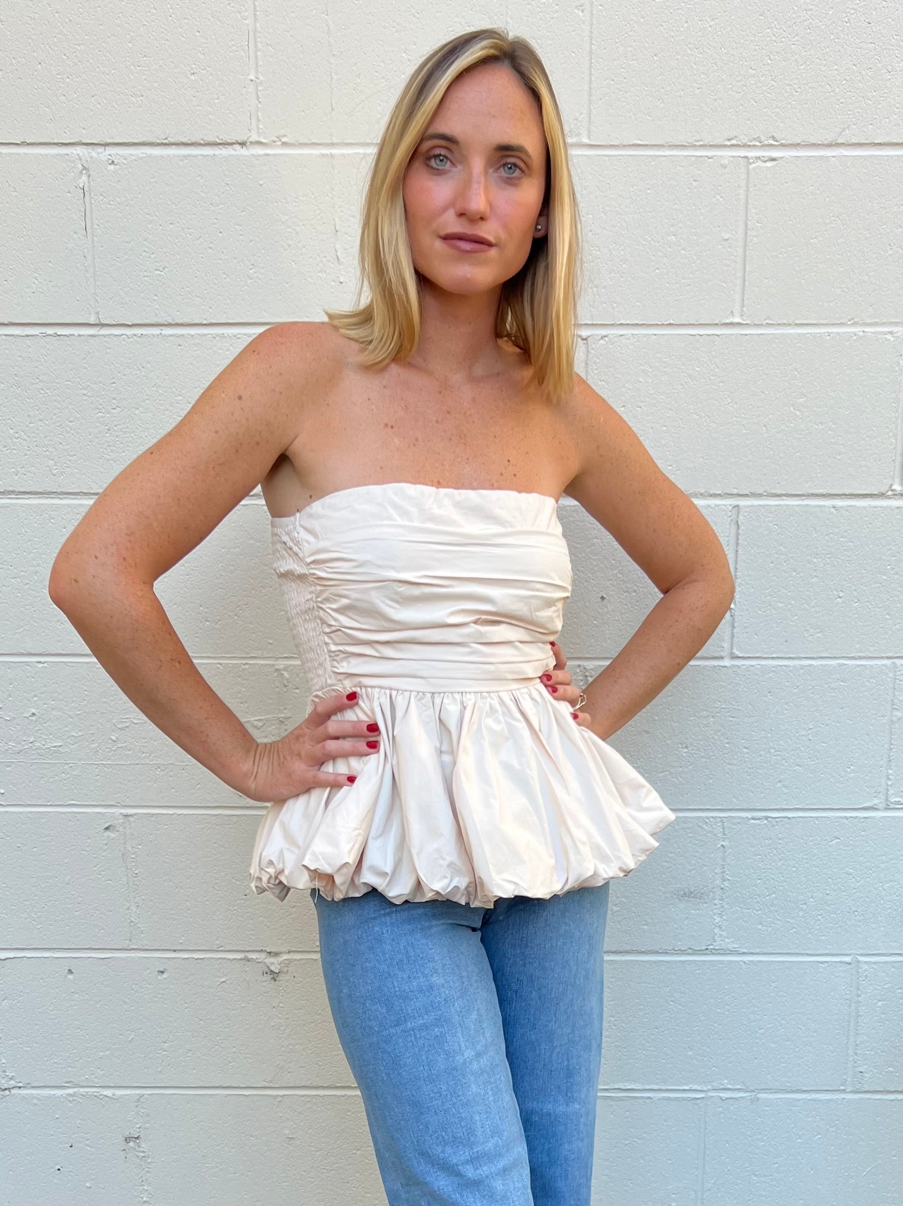 Sofie the Label | Strapless Peplum Top - Natural | Sweetest Stitch