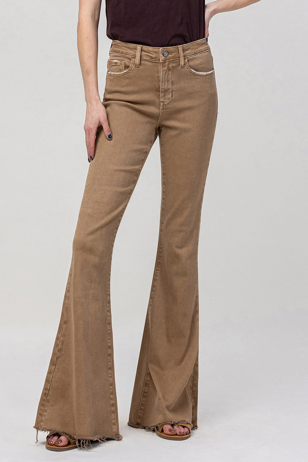 Vervet | Tan Flare Jeans | Sweetest Stitch Women's Online Boutique 