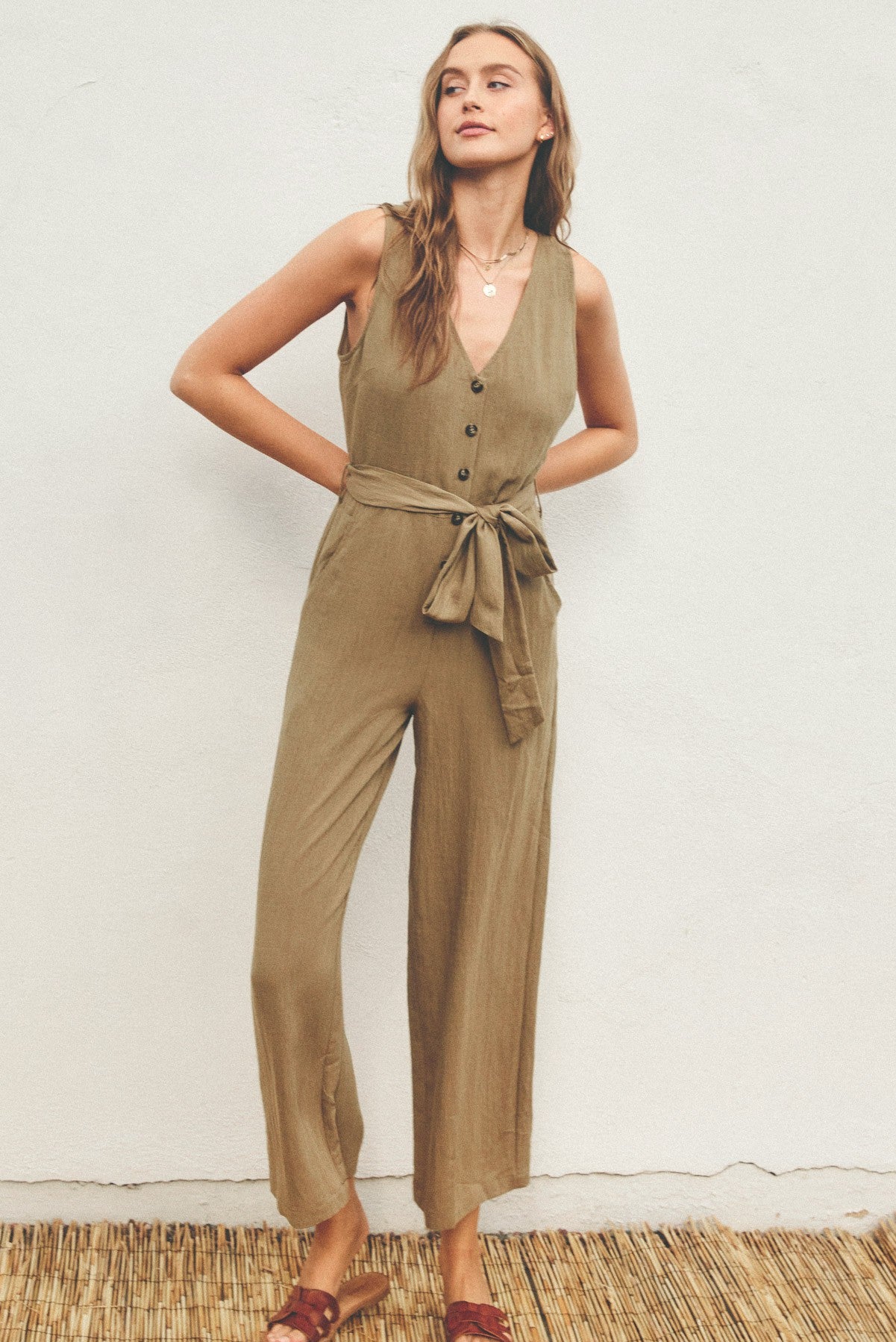 Dress Forum | Button Front Sleeveless Jumpsuit | Sweetest Stitch