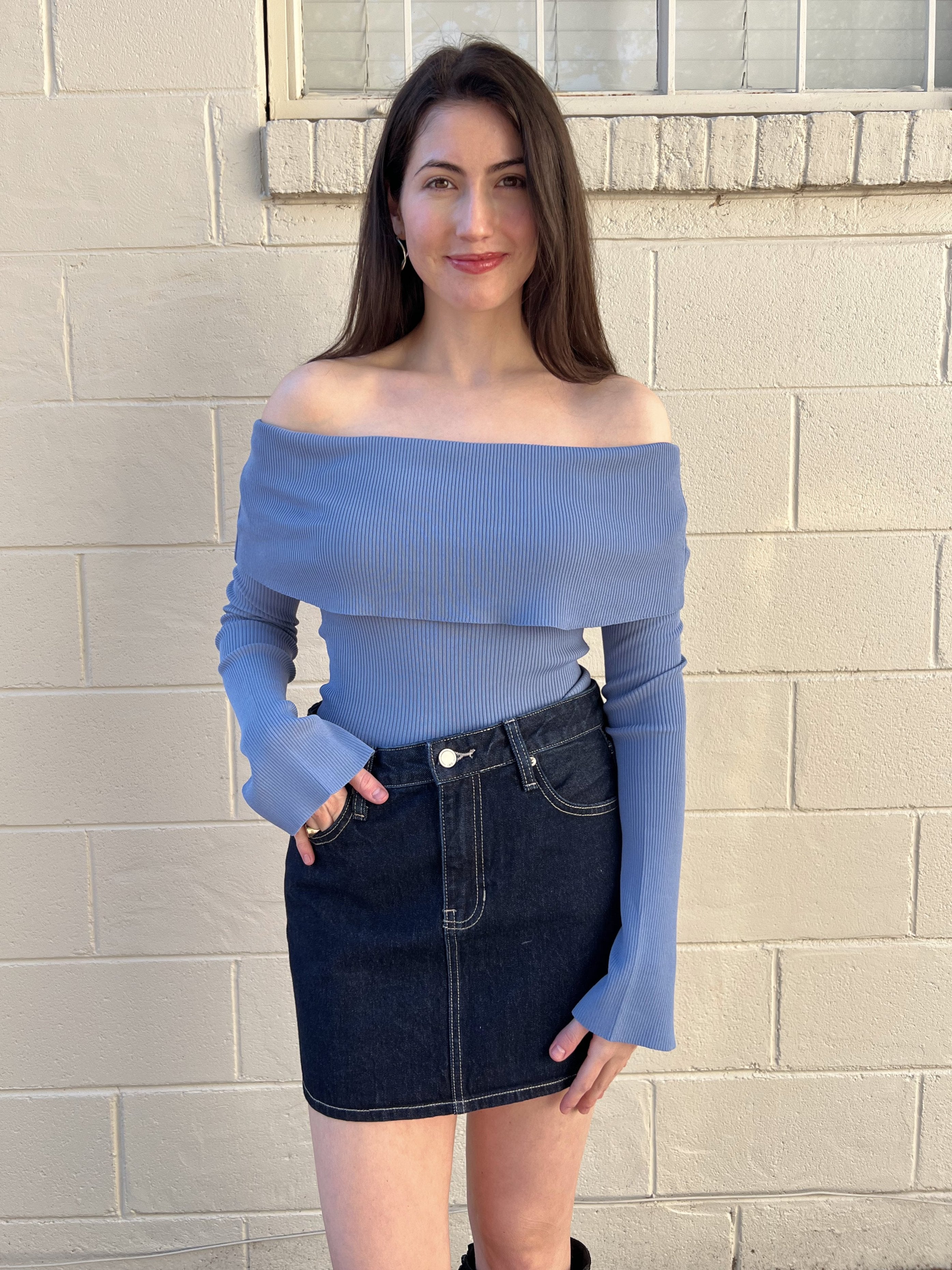 NIA | Blue Off Shoulder Top | Sweetest Stitch