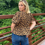 Entro | Run Wild Leopard Peplum Top Camel | Sweetest Stitch