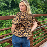 Entro | Run Wild Leopard Peplum Top Camel | Sweetest Stitch