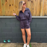 Entro | Long Sleeve Charcoal Romper | Sweetest Stitch 