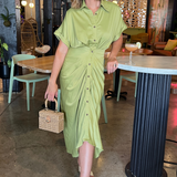 Mable | Green Short Sleeve Midi Dress | Sweetest Stitch Boutique