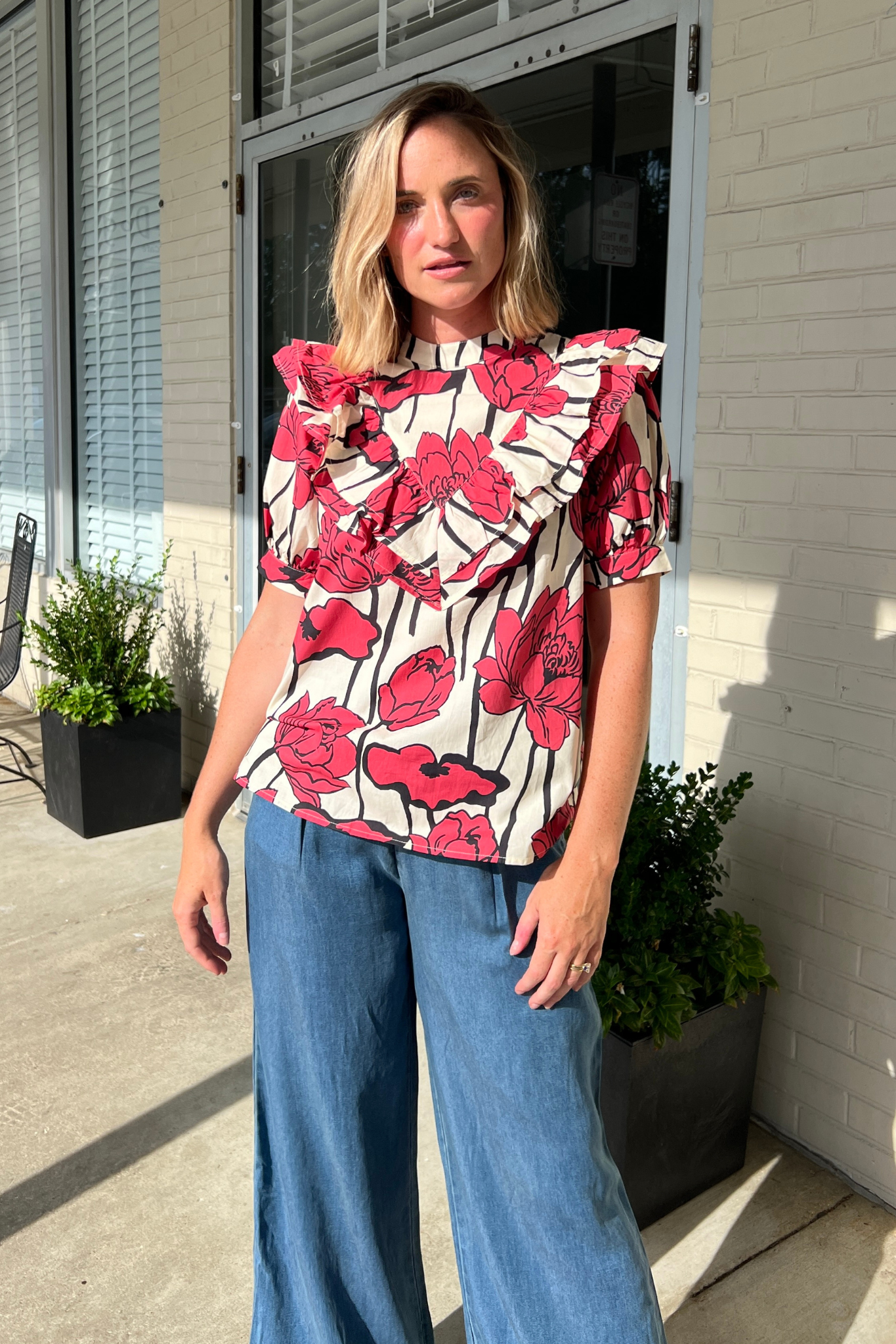 Entro | Red Floral Blouse | Sweetest Stitch Boutique Women