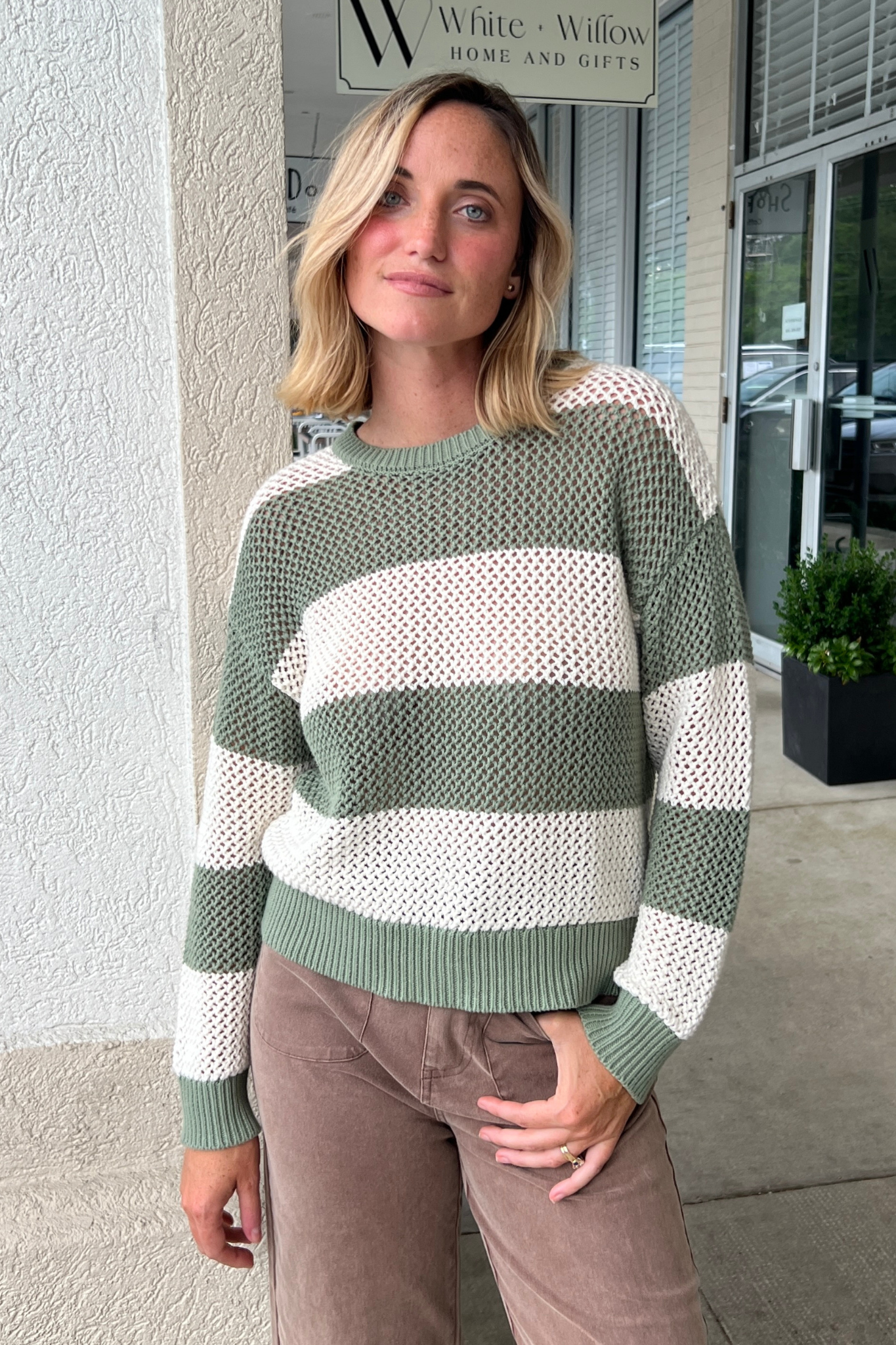 Z Supply | Palm Green Striped Broadbeach Sweater | Sweetest Stitch