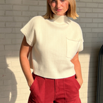 Entro | Ivory Cropped Knit Mock Neck Top | Sweetest Stitch