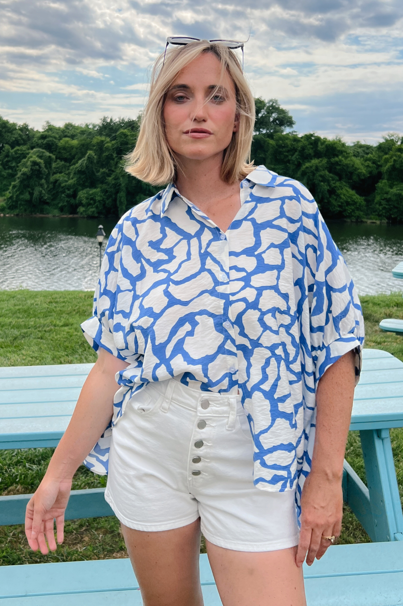 Day + Moon | Abstract Print Button Up Top | Sweetest Stitch RVA