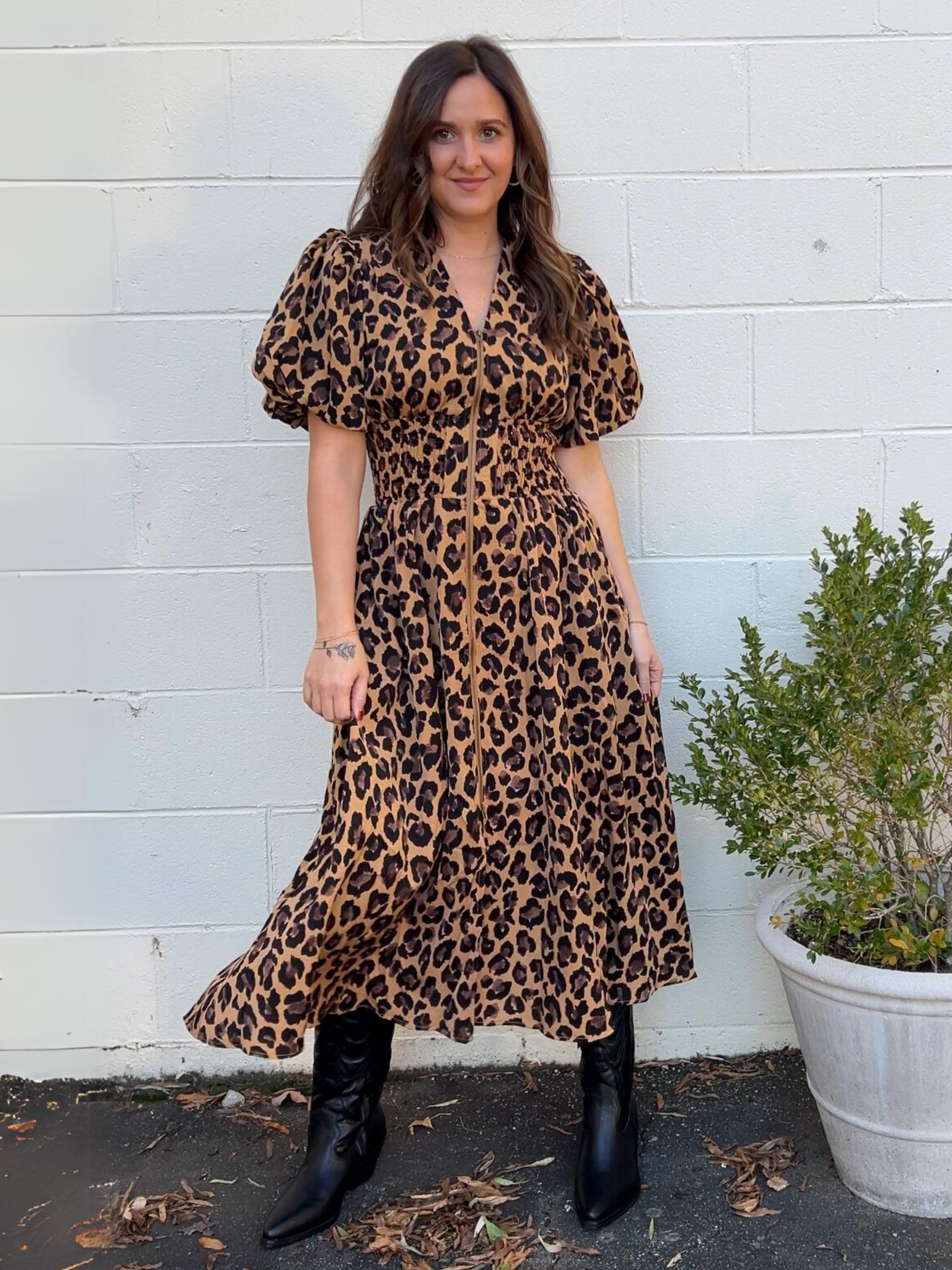 Entro | Wild Card Leopard V-Neck Midi Dress | Sweetest Stitch