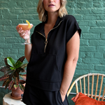 Entro | Black Quarter Zip Top | Sweetest Stitch Shop Boutique