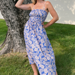 By Together | Blue Leaf Print Midi Dress | Sweetest Stitch Boutique