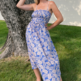 By Together | Blue Leaf Print Midi Dress | Sweetest Stitch Boutique