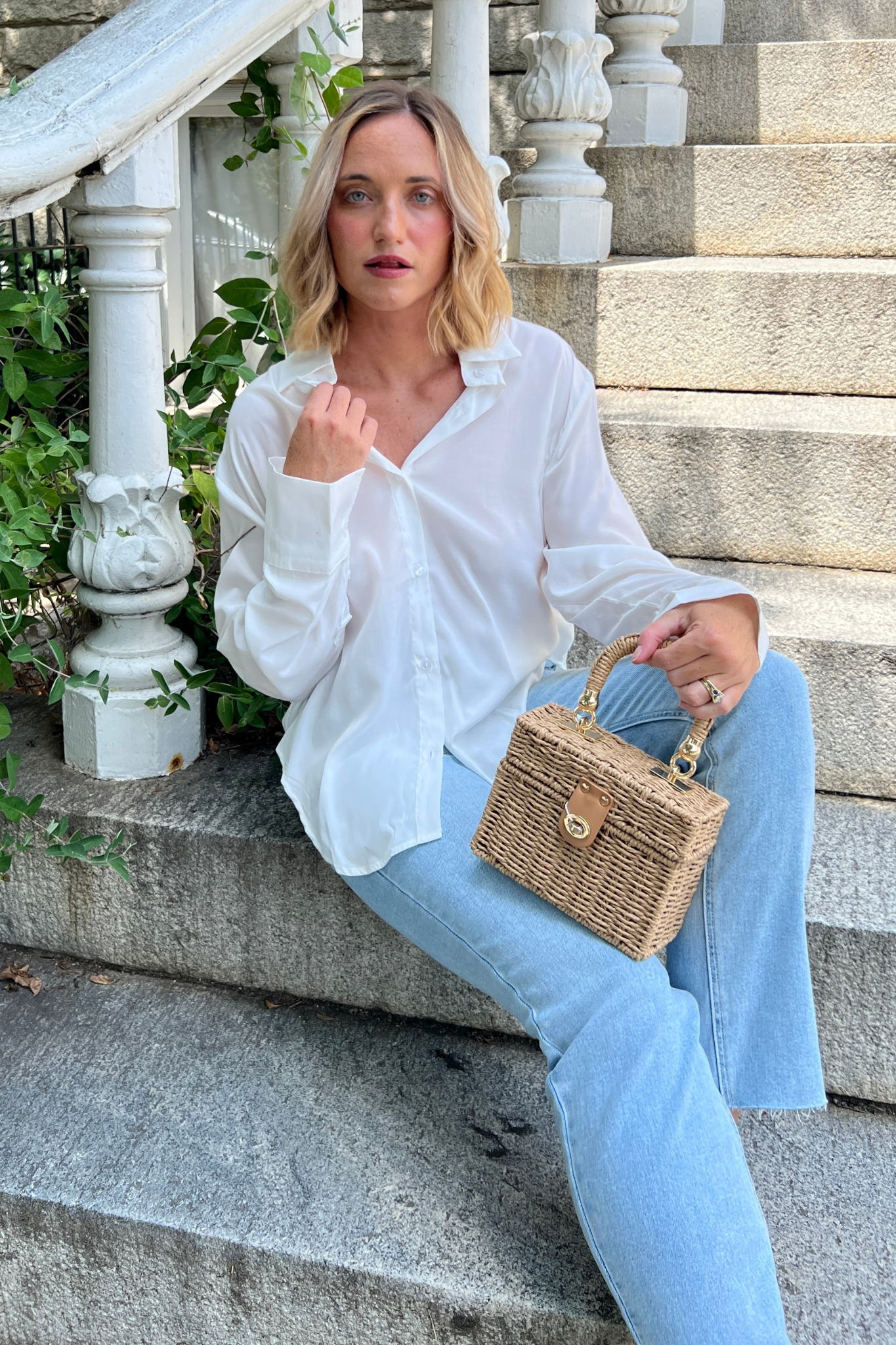 Beige Botany | Off Whit Button Down Top | Sweetest Stitch Boutique