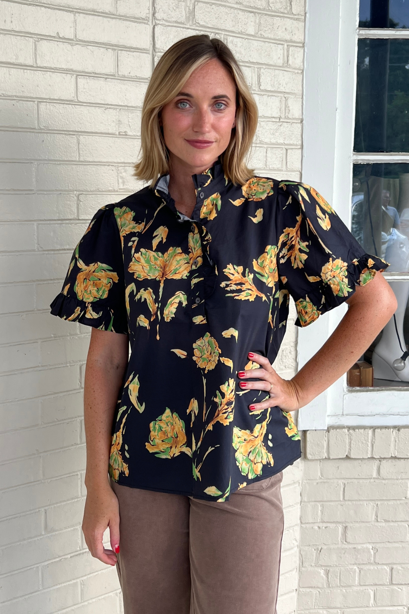 Entro | Black Floral Blouse | Sweetest Stitch Cute Boutique Tops