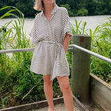 By Together | Button Front Striped Romper | Sweetest Stitch RVA