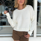 By Together | Ivory Waffle Knit Sweater | Sweetest Stitch Boutique