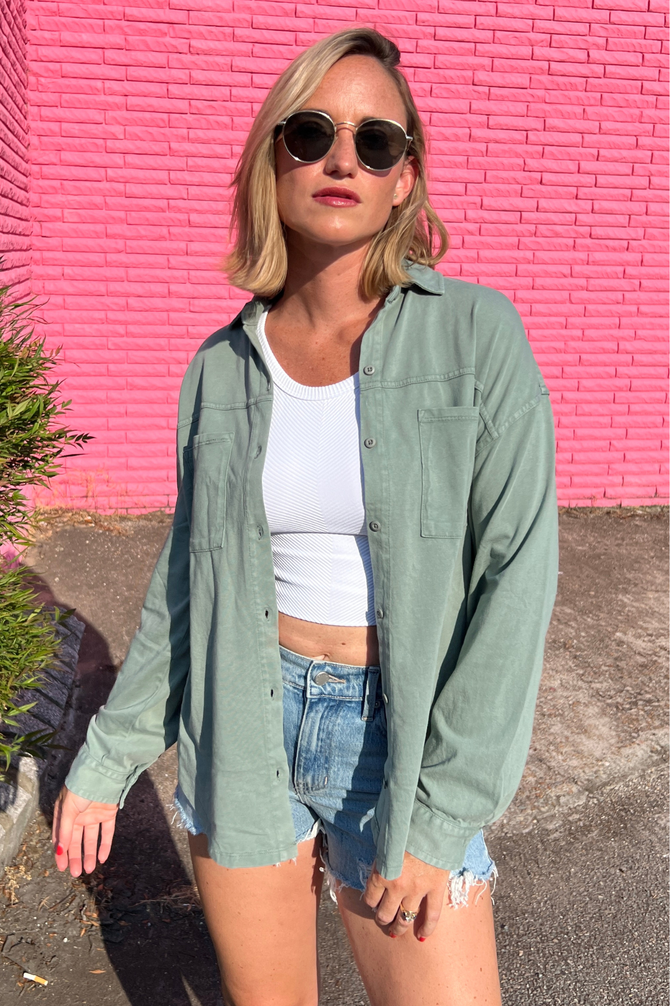 Z Supply | Green Niccola Button Up Top | Sweetest Stitch Boutique