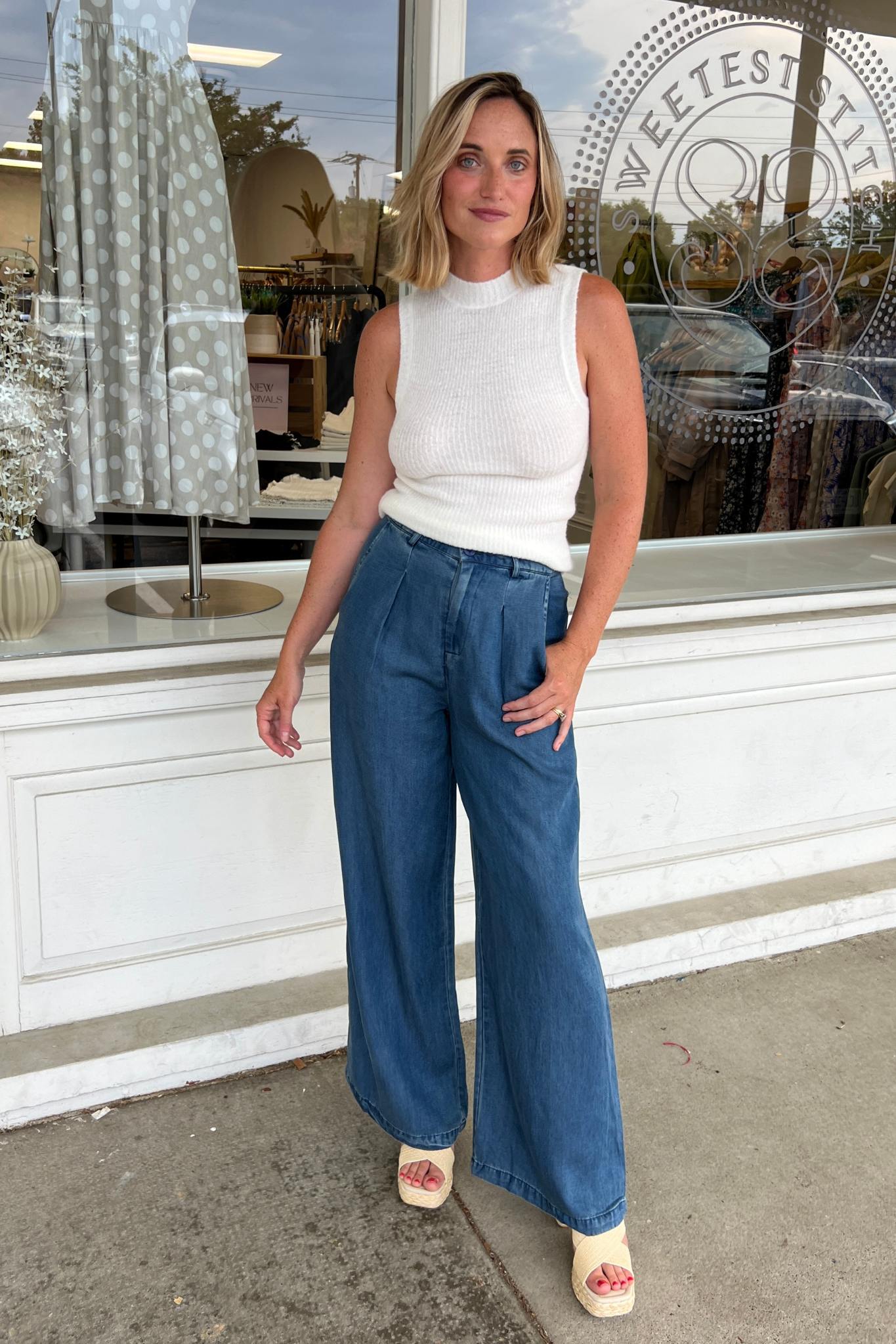 Sadie & Sage | Wide Leg Chambray Pants | Sweetest Stitch Boutique