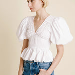 Aureum | White Puff Sleeve Top | Sweetest Stitch Shop Cute Tops 