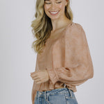 Storia | Rose Pink Long Sleeve Tied Back Top | Sweetest Stitch RVA