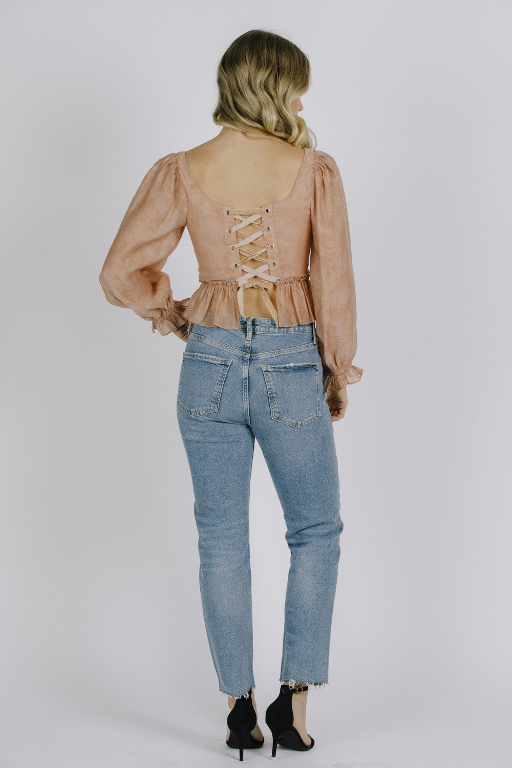 Storia | Rose Pink Long Sleeve Tied Back Top | Sweetest Stitch RVA