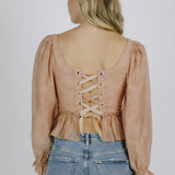 Storia | Rose Pink Long Sleeve Tied Back Top | Sweetest Stitch RVA