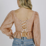 Storia | Rose Pink Long Sleeve Tied Back Top | Sweetest Stitch RVA