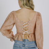 Storia | Rose Pink Long Sleeve Tied Back Top | Sweetest Stitch RVA