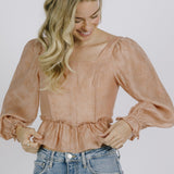 Storia | Rose Pink Long Sleeve Tied Back Top | Sweetest Stitch RVA