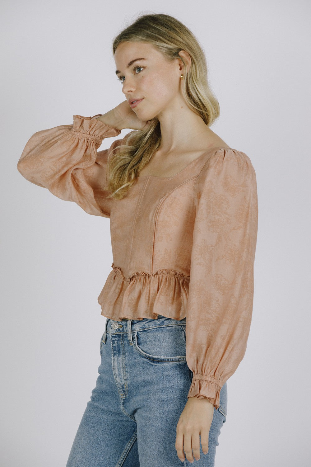 Storia | Rose Pink Long Sleeve Tied Back Top | Sweetest Stitch RVA