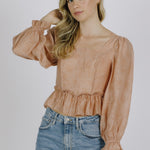 Storia | Rose Pink Long Sleeve Tied Back Top | Sweetest Stitch RVA