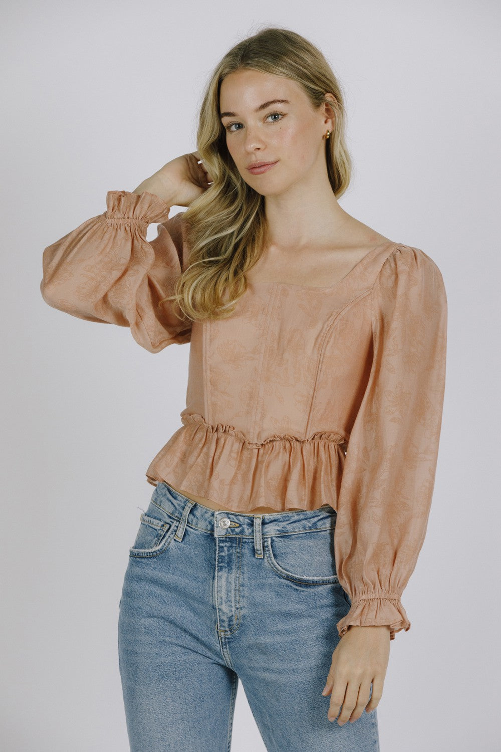 Storia | Rose Pink Long Sleeve Tied Back Top | Sweetest Stitch RVA