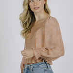 Storia | Rose Pink Long Sleeve Tied Back Top | Sweetest Stitch RVA