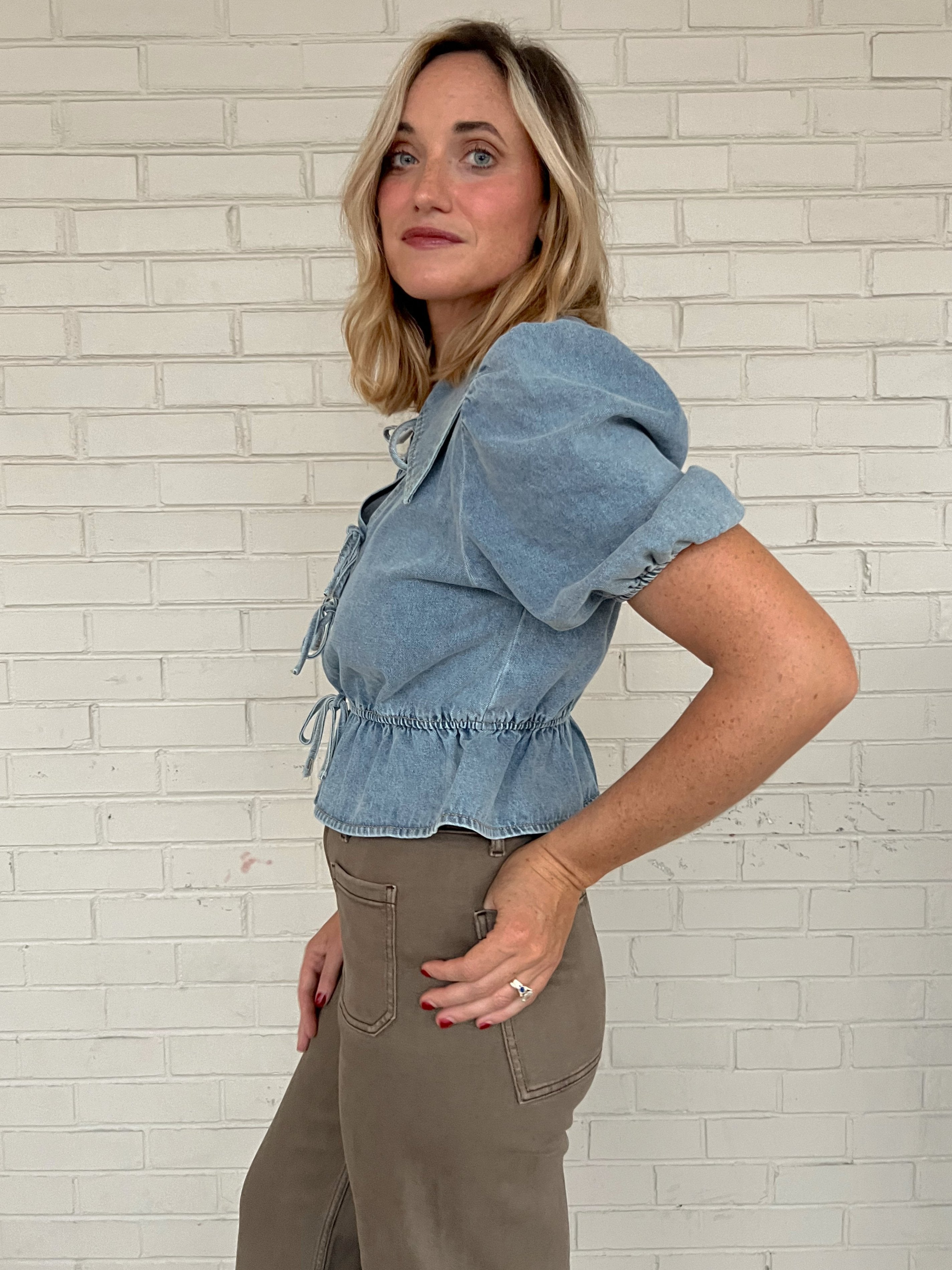 Sofie the Label | Ashton Denim Bow Blouse | Sweetest Stitch