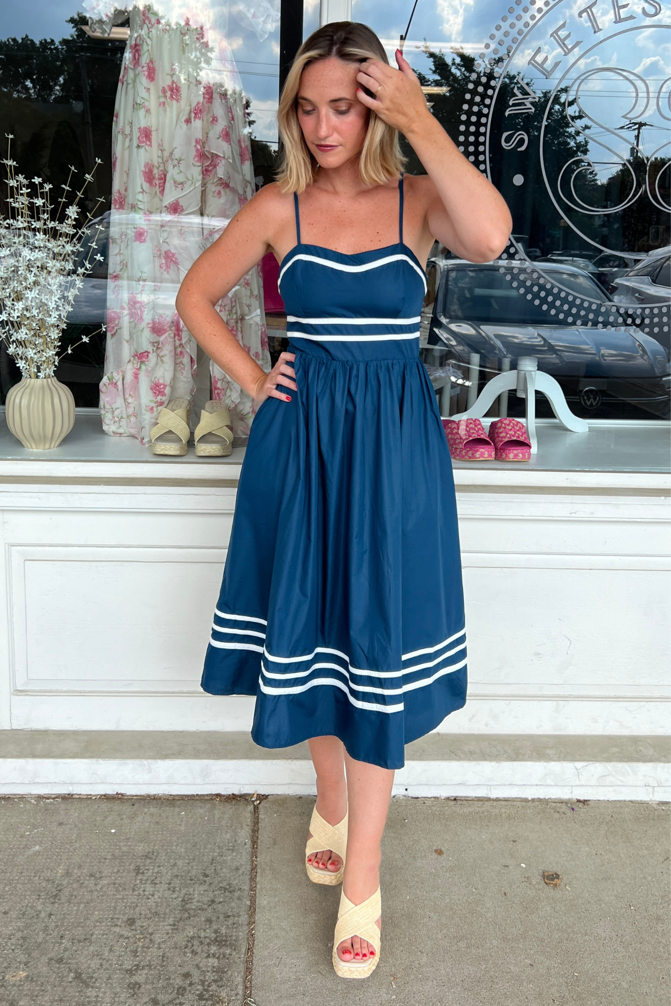 Entro | Navy Midi Dress | Sweetest Stitch Women's Boutique