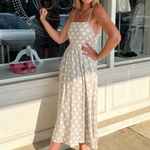 By Together | Taupe Polka Dot Midi Dress | Sweetest Stitch Boutique