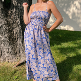 By Together | Blue Leaf Print Midi Dress | Sweetest Stitch Boutique