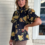 Entro | Black Floral Blouse | Sweetest Stitch Cute Boutique Tops