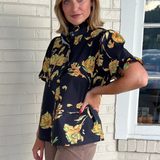 Entro | Black Floral Blouse | Sweetest Stitch Cute Boutique Tops