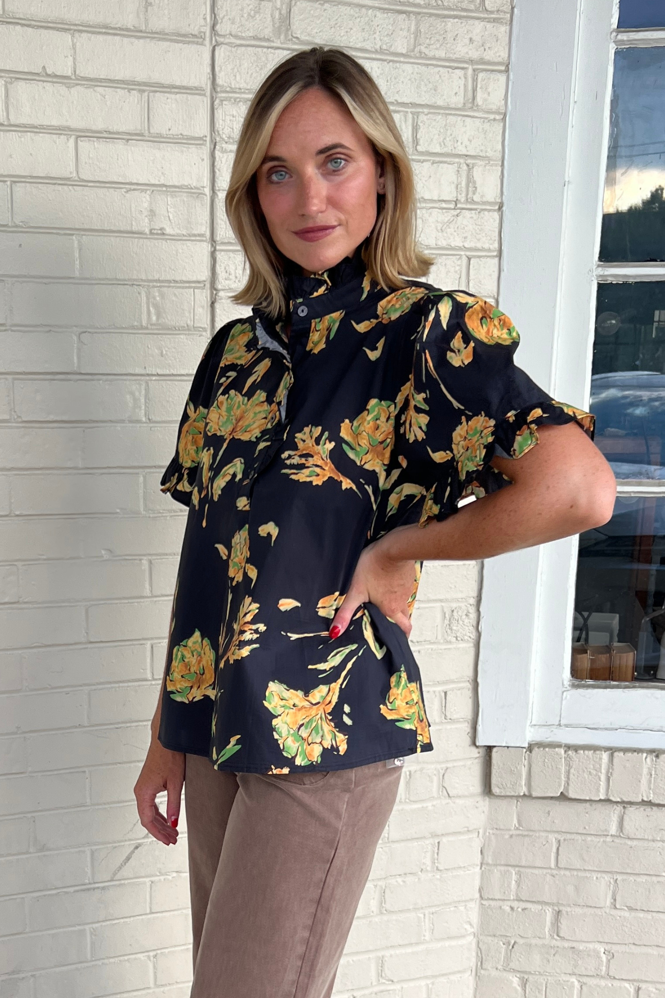 Entro | Black Floral Blouse | Sweetest Stitch Cute Boutique Tops