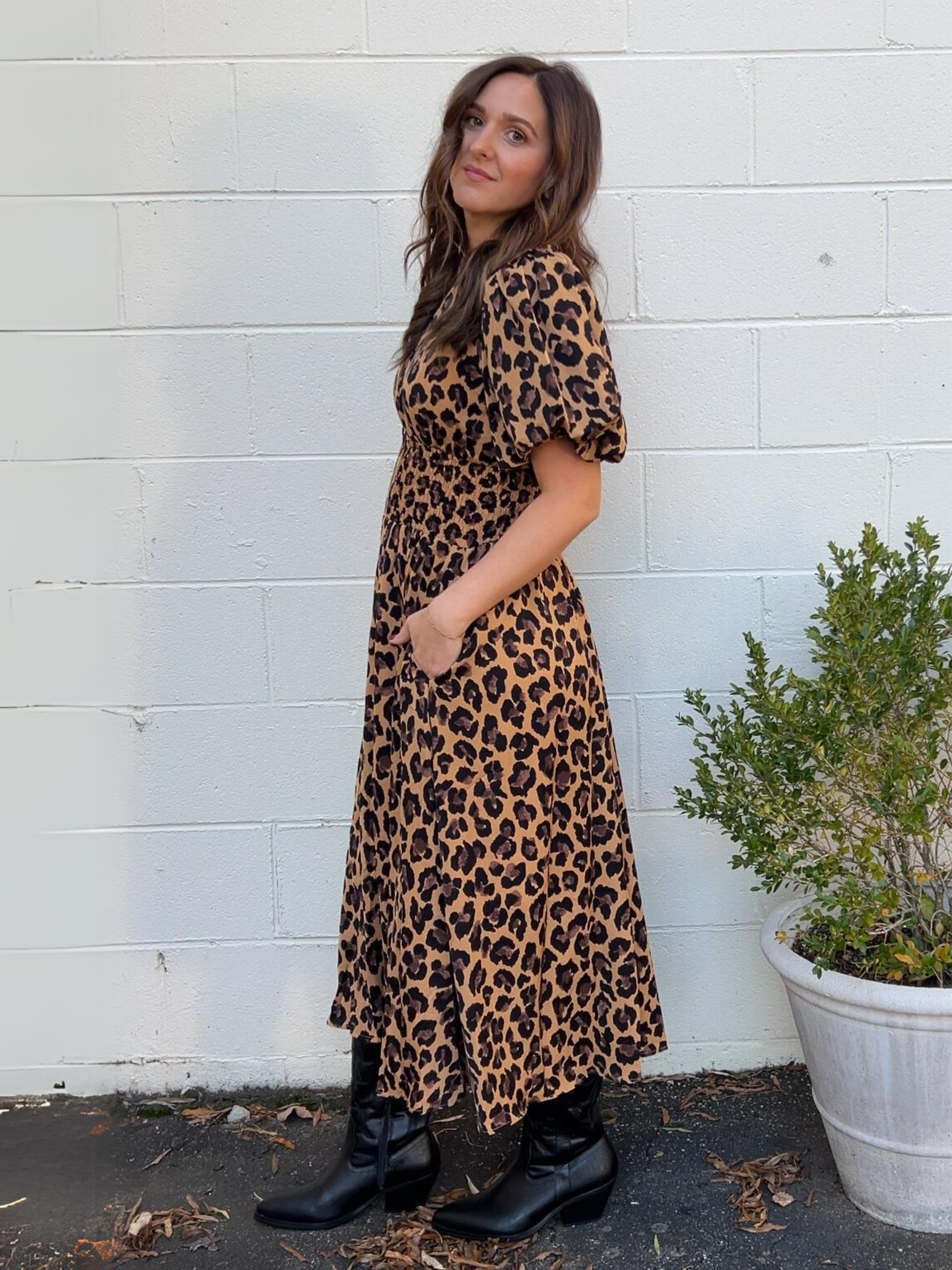 Entro | Wild Card Leopard V-Neck Midi Dress | Sweetest Stitch