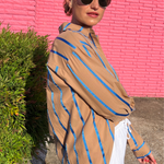 Entro | Brown and Blue Stripe Blouse | Sweetest Stitch Boutique