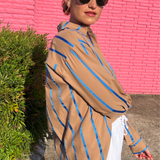 Entro | Brown and Blue Stripe Blouse | Sweetest Stitch Boutique