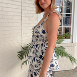 Storia | Navy Floral Ruffle Strap Jumpsuit | Sweetest Stitch Boutique