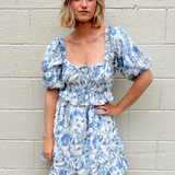 Aureum | Blue Toile Mini Dress | Sweetest Stitch Shop Grad Dresses