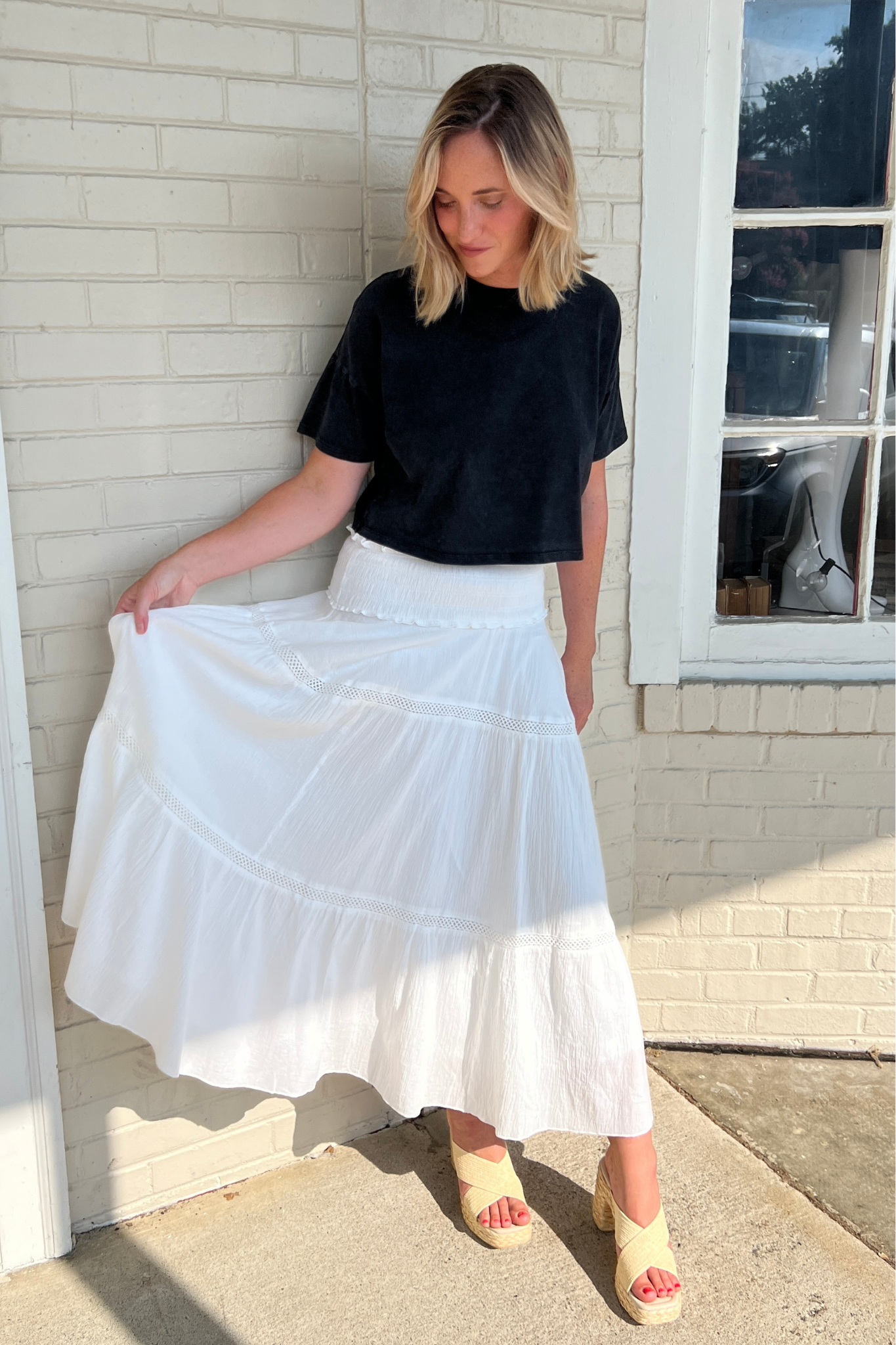 By Together | White Flowy Maxi Skirt | Sweetest Stitch Boutique