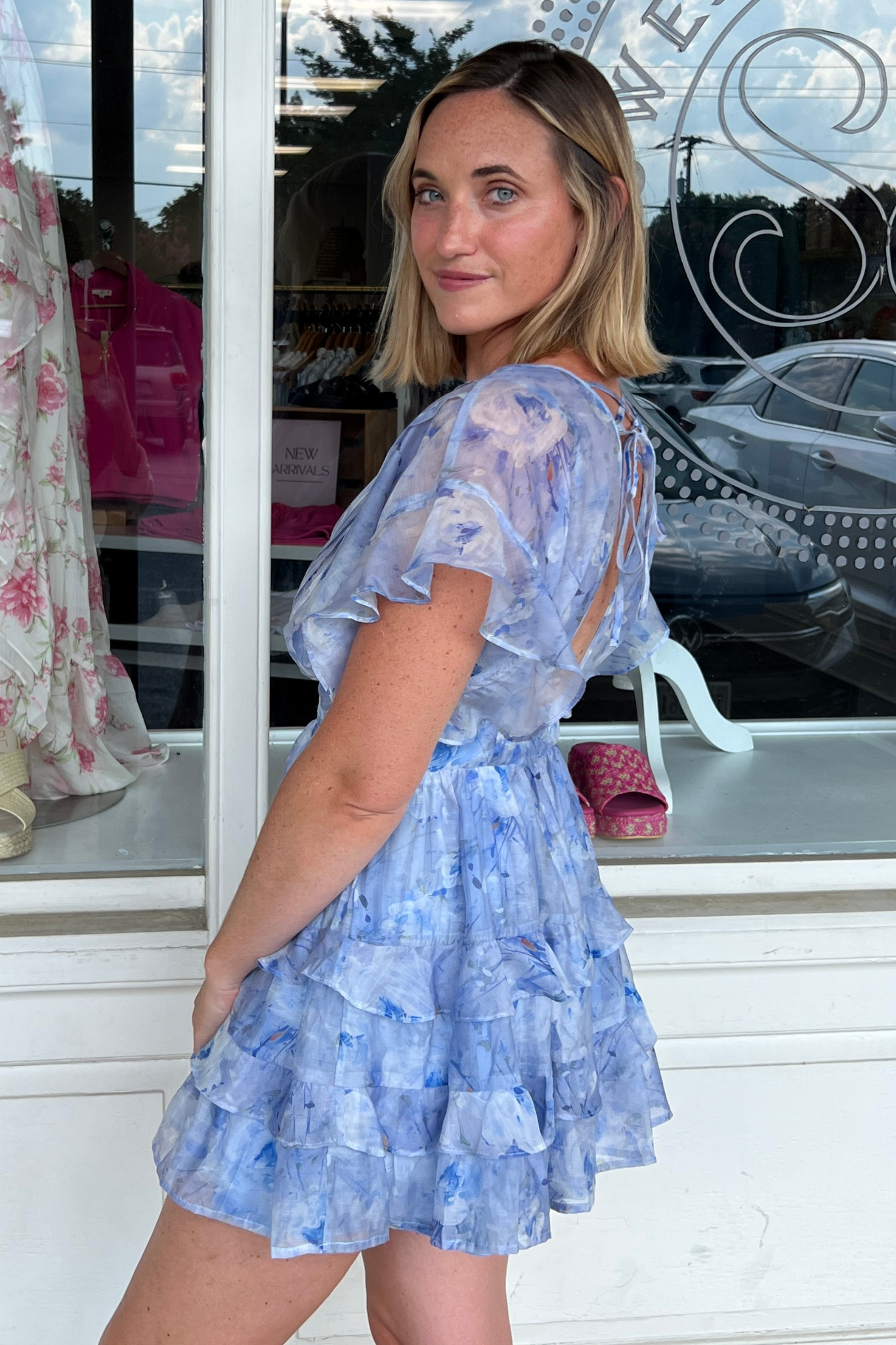 Storia | Blue Floral Tiered Mini Dress | Sweetest Stitch Boutique