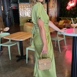 Mable | Green Short Sleeve Midi Dress | Sweetest Stitch Boutique