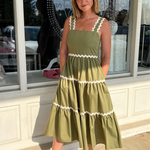 Entro | Green Rick Rack Midi Dress | Sweetest Stitch Cute Dresses